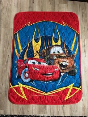 Disney Pixar Cars Red & Blue Kids Blanket Lightning McQueen Towmater